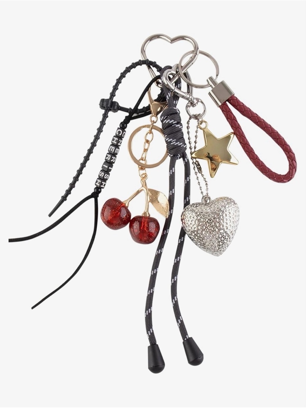 Cherry Heart Bag Charm